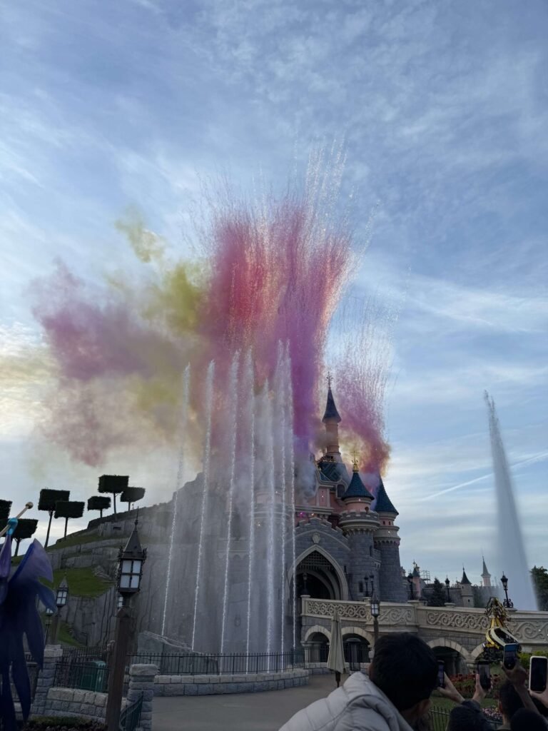 Colorful fountain fireworks at Walt Disney World