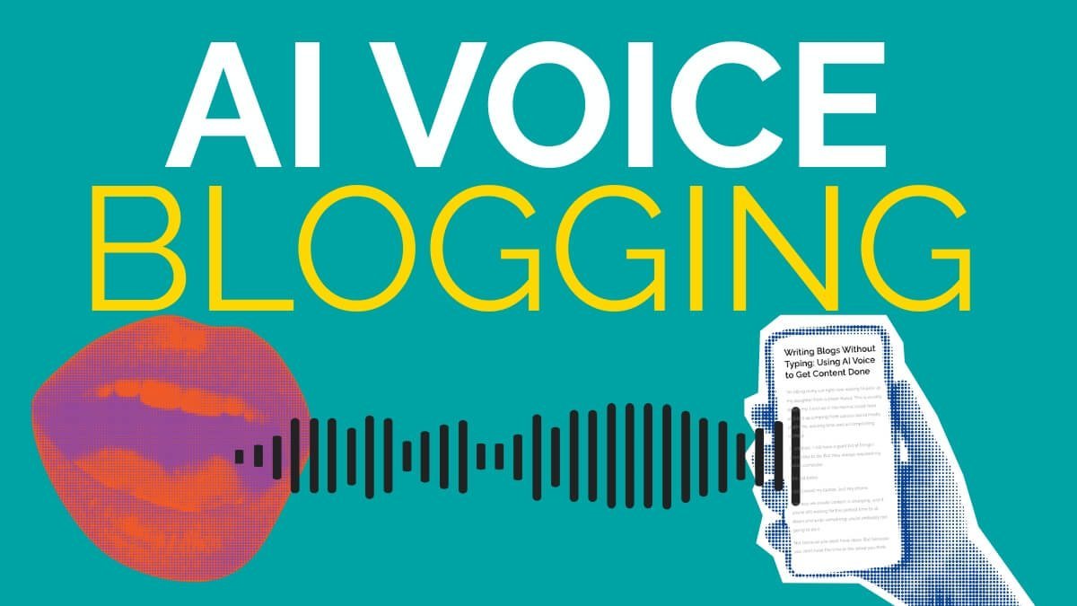 AI Voice Blogging graphic with microphone and phone