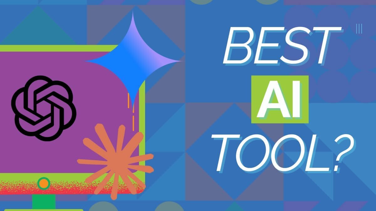 Best AI Tool graphic with colorful abstract shapes