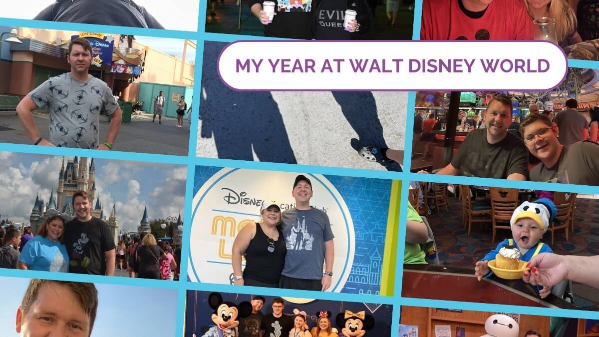 Collage of Eric Hersey at Walt Disney World throughout the year