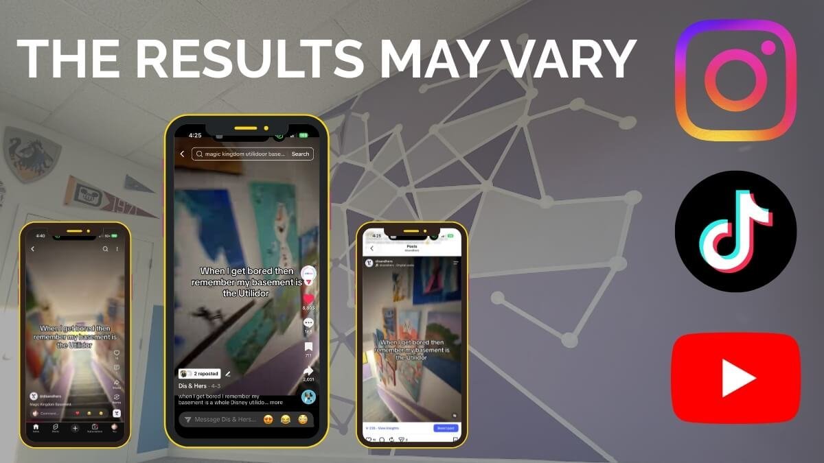 Results May Vary graphic with Instagram TikTok and YouTube icons